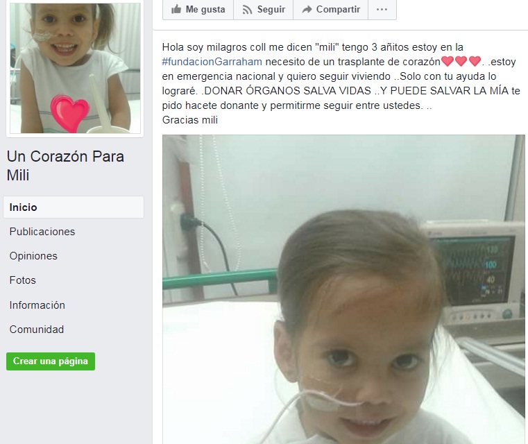 Buscan un donante para Milagros, una salteña de 3 años